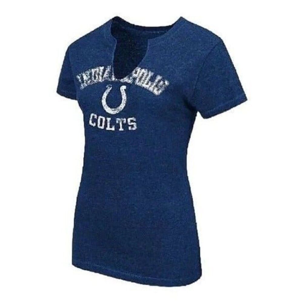 NFL Indianapolis Colts Womens Split-Neck T-Shirt Blue White Fitted Medium NWT - Picture 5 of 7